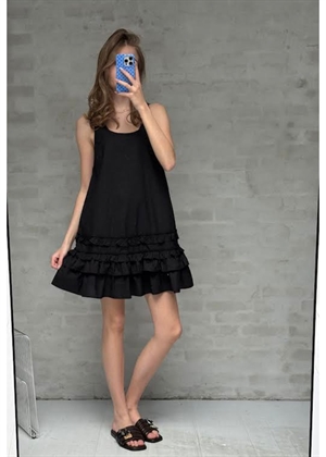 Cotton poplin U-neck mini kjole Sort A1030670  Ganni 